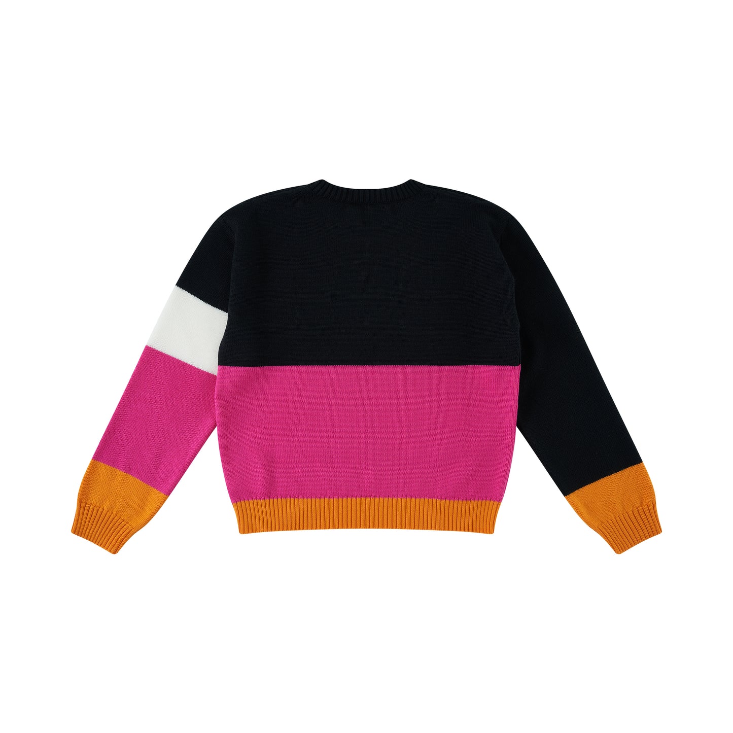 Colour Block Knit Crewneck in Black/White