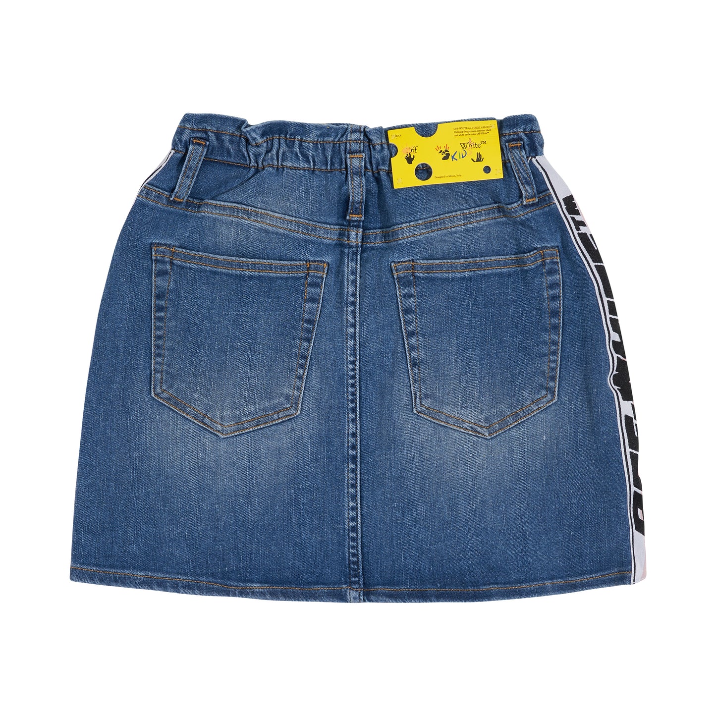 Logo Band Denim Skirt in Light Blue/Black