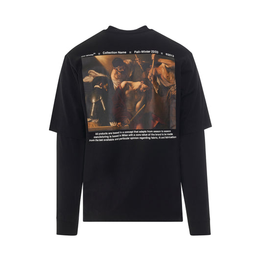 Caravaggio Crowning Double Sleeve T-Shirt in Black