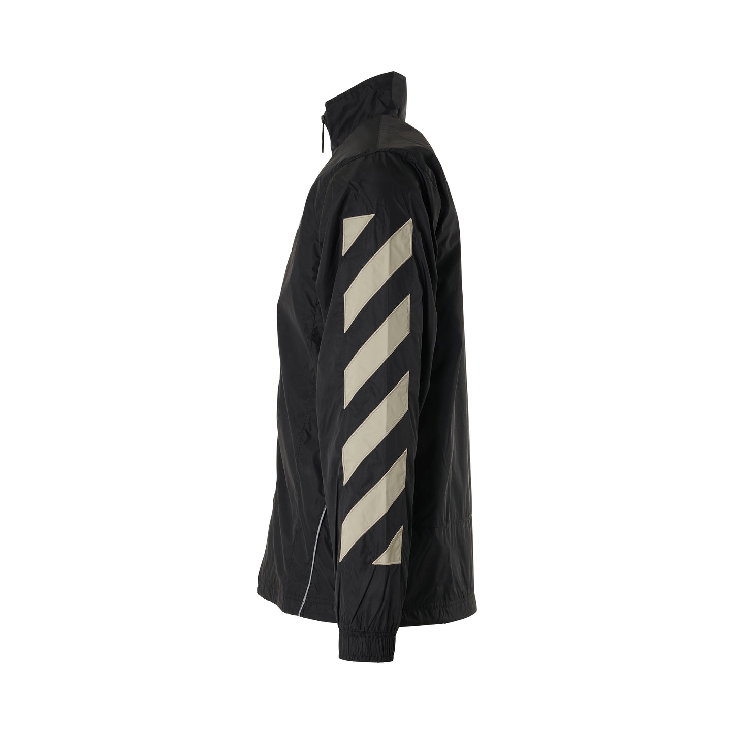Diagonal Nylon Tracktop Jacket in Black