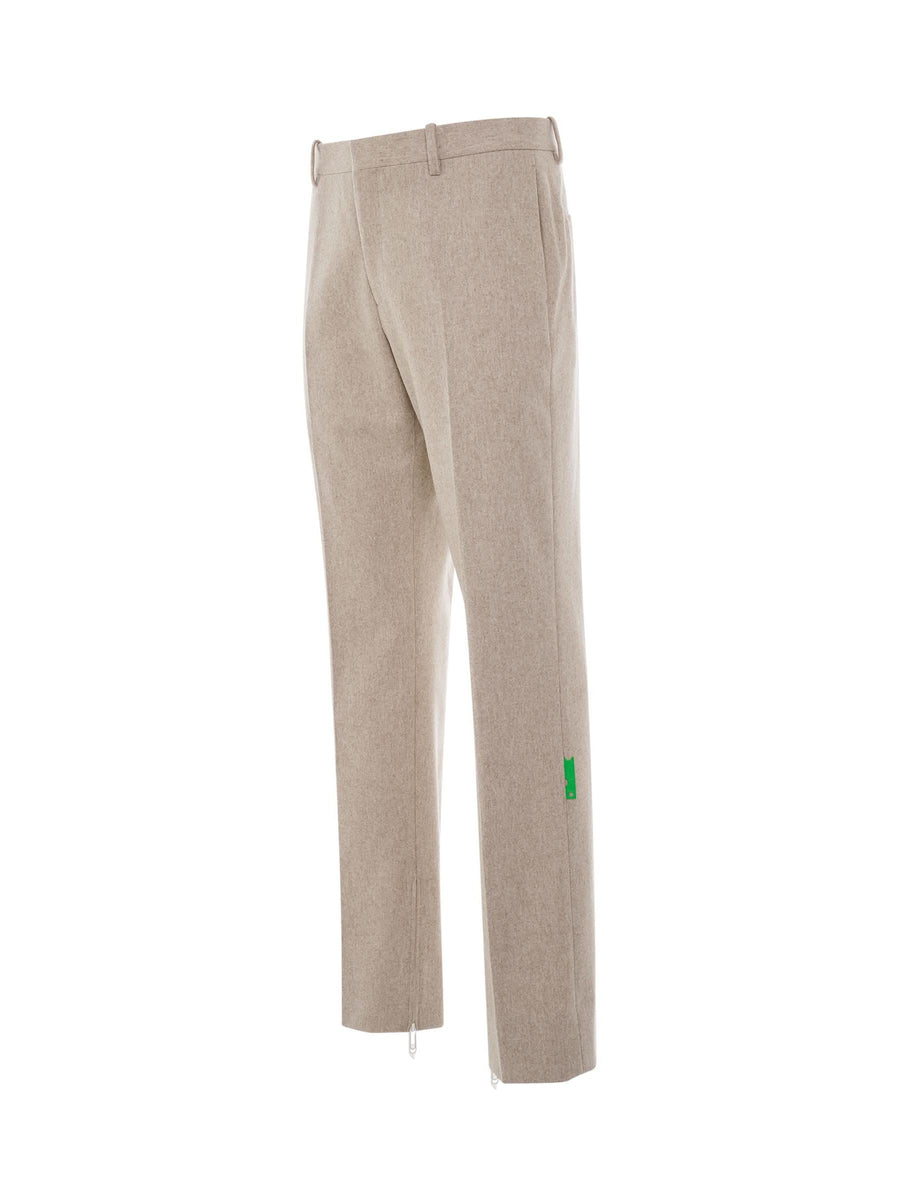 Tag Wool Slim Zip Pant in Bone