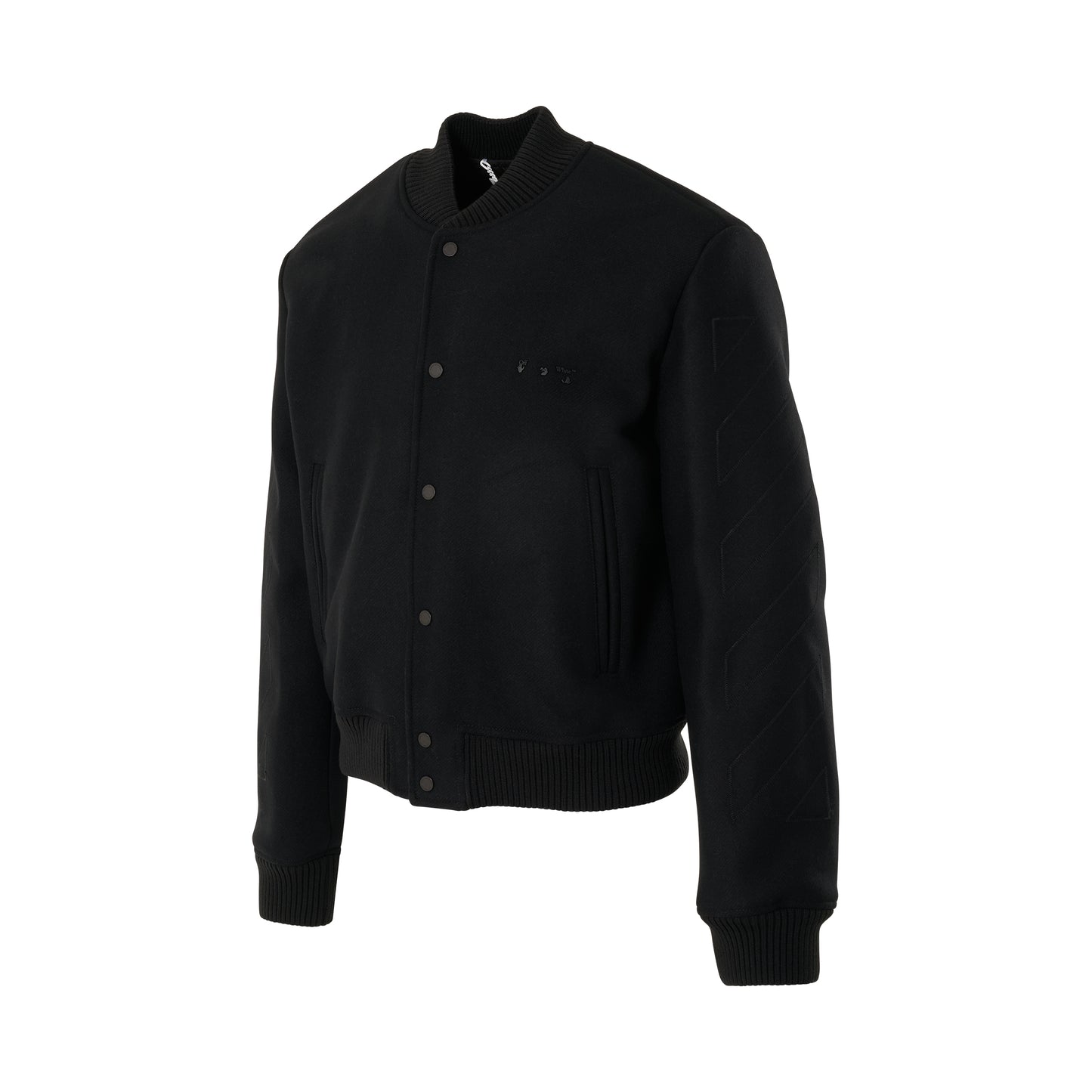 Classic Diagonal Varsity Jackets in Black