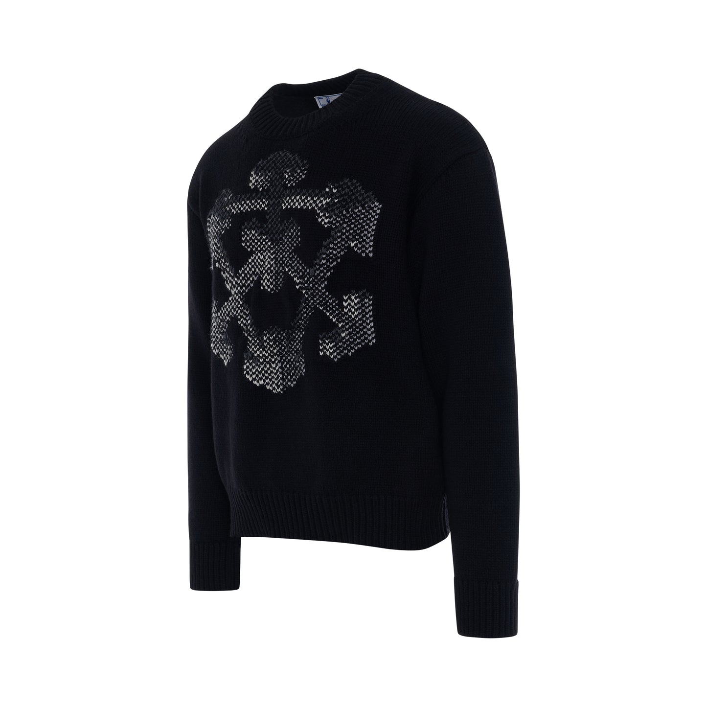 3D Arrow Chunky Knit Sweater in Black/Grey