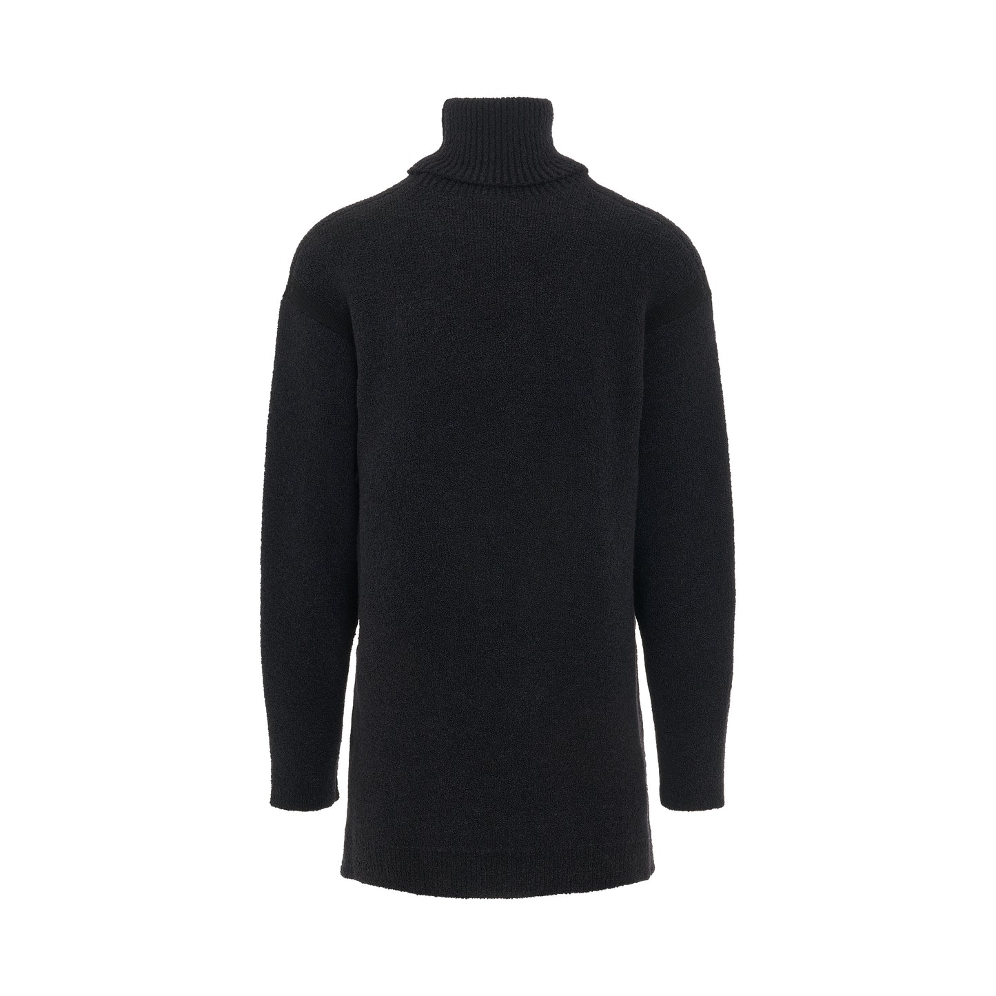 Micro Boucle Knit Turtleneck in Black