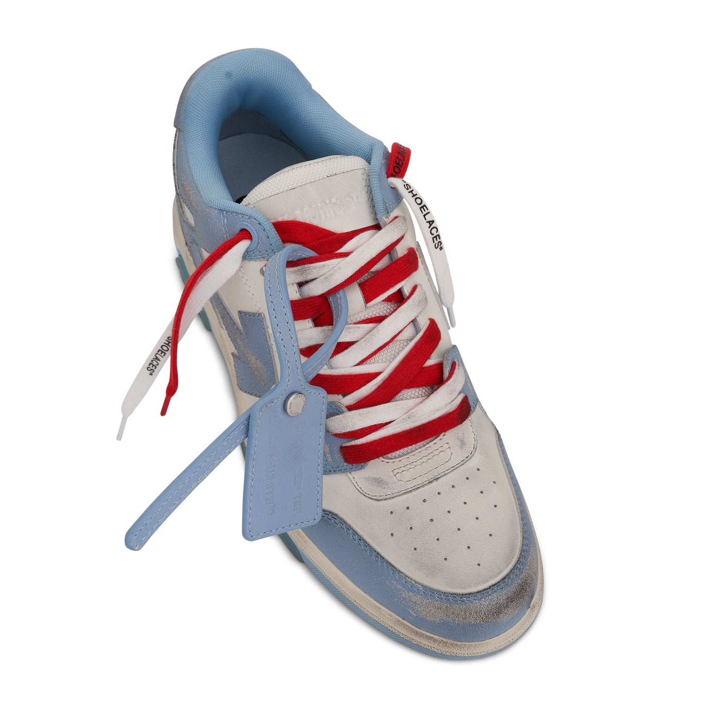 Out Of Office Vintage Leather Sneaker in White/Light Blue