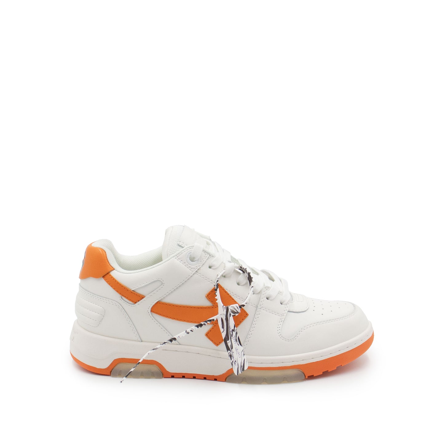Out Of Office Calf Leather Sneaker in White Orange