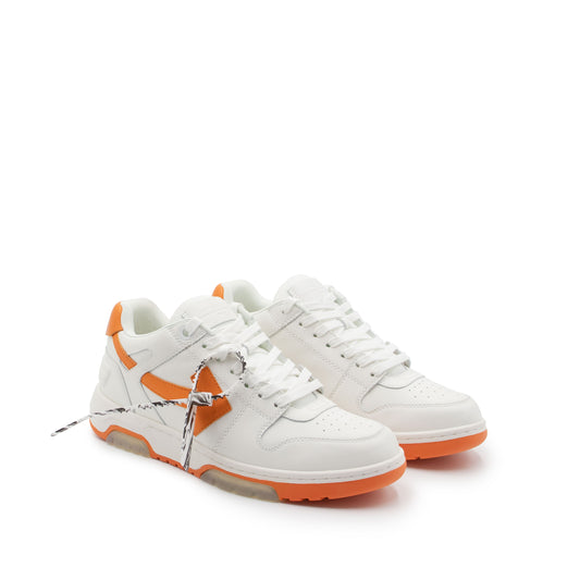 Out Of Office Calf Leather Sneaker in White Orange