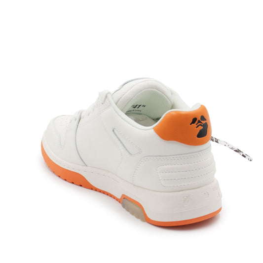 Out Of Office Calf Leather Sneaker in White Orange