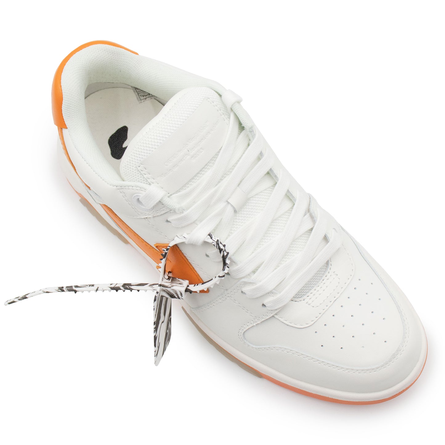 Out Of Office Calf Leather Sneaker in White Orange