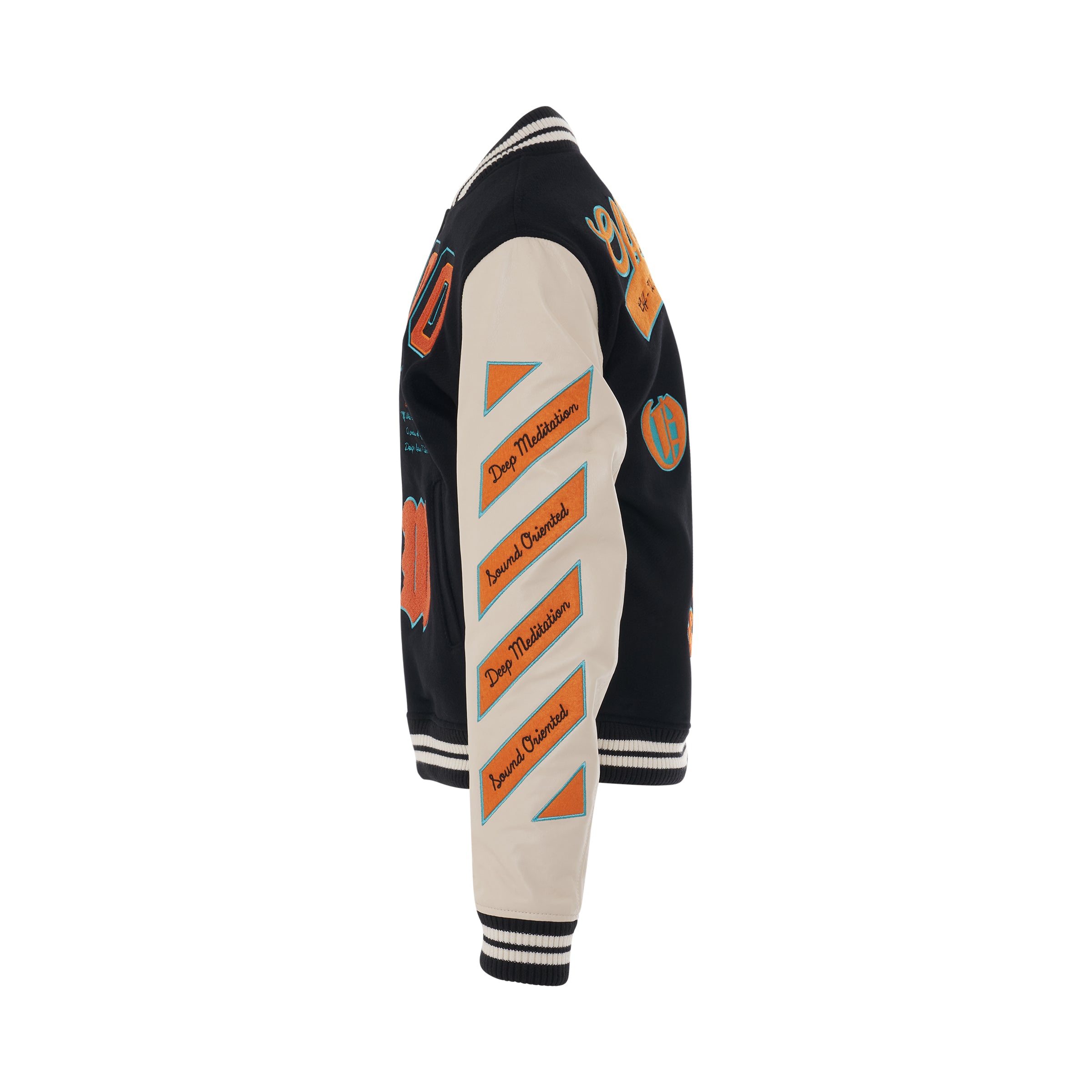 graphics leather varsity black orange