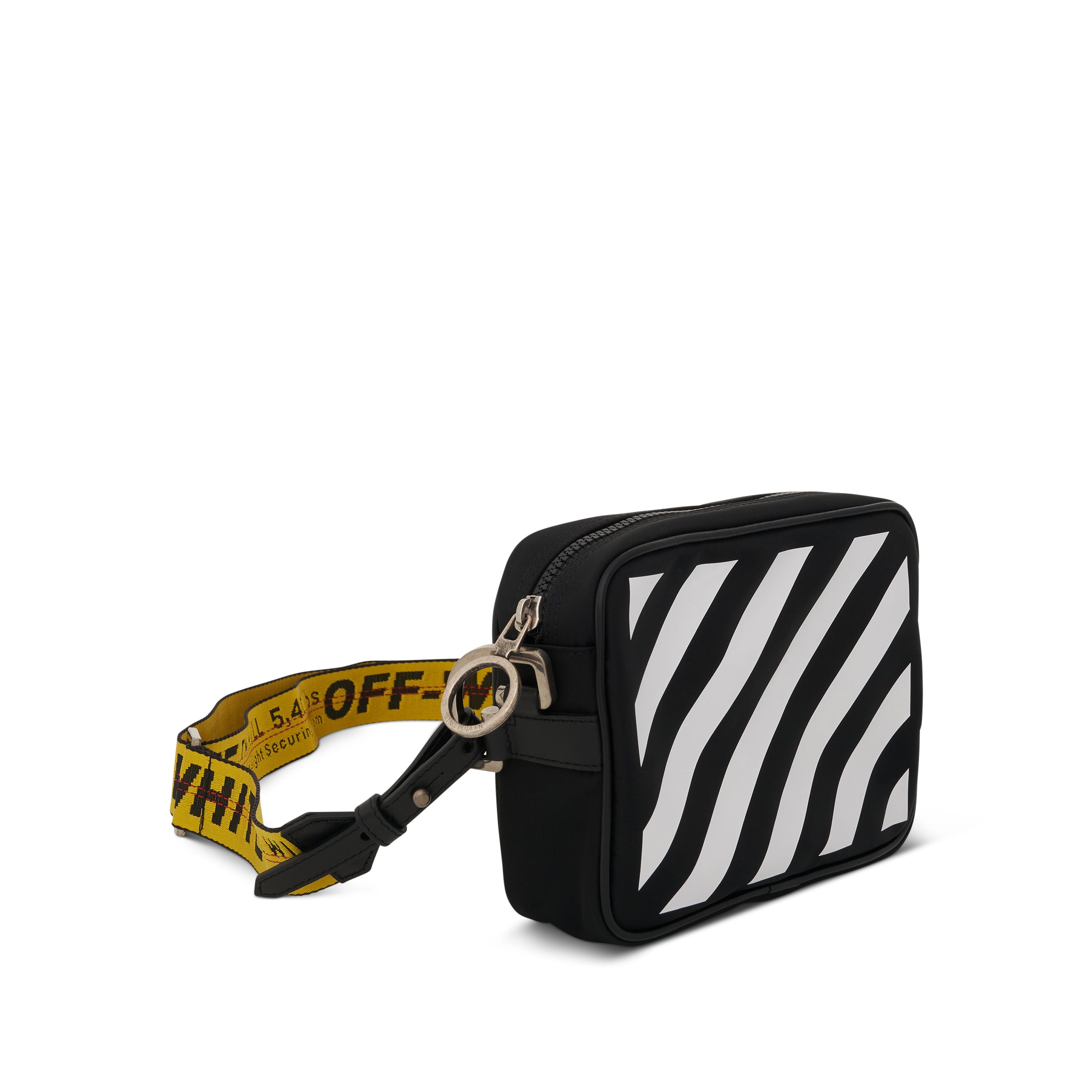 OFF-WHITE Diag Striped Industrial Belt Strap Belt Bag Black/White/Yellow in  Leather with Silver-tone - US