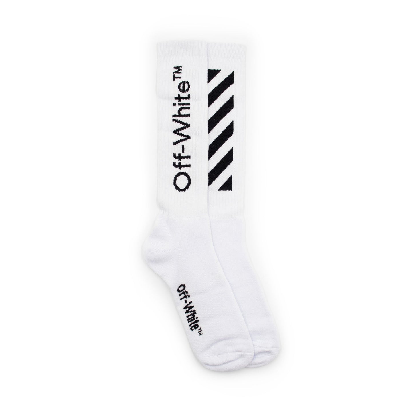 Diagonal Mid Lenght Socks in White
