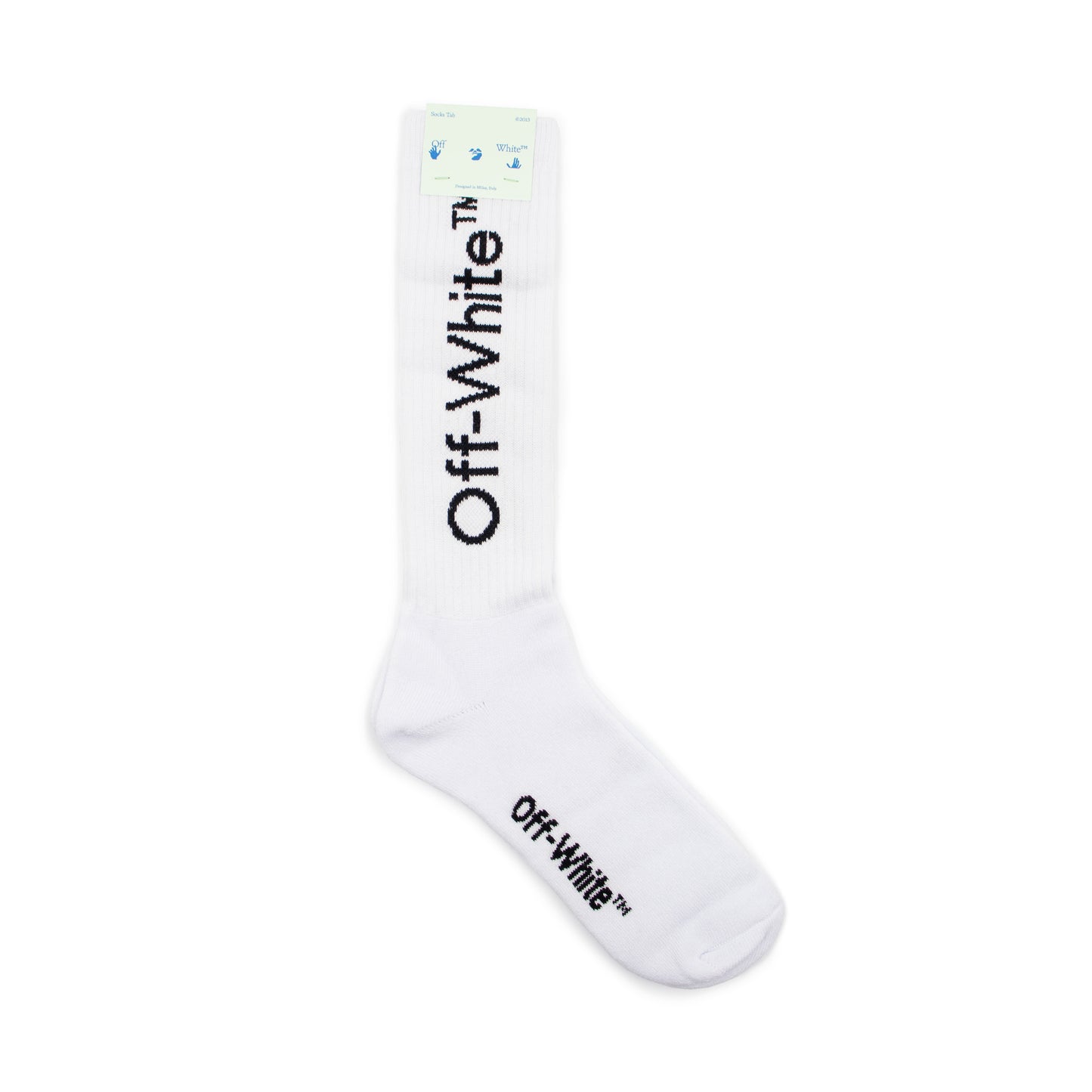 Diagonal Mid Lenght Socks in White