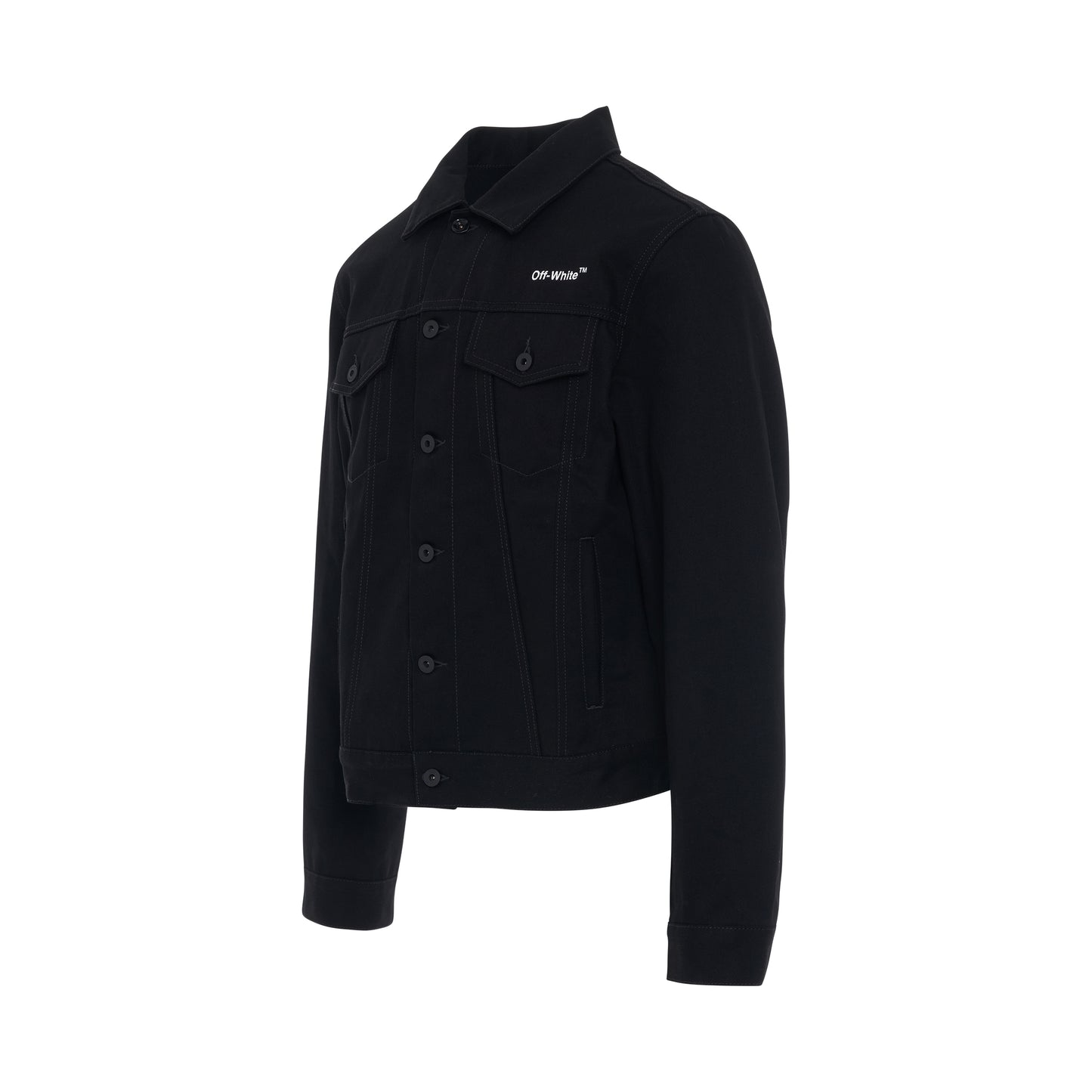 Diagonal Tab Slim Fit Denim Jacket in Black/White