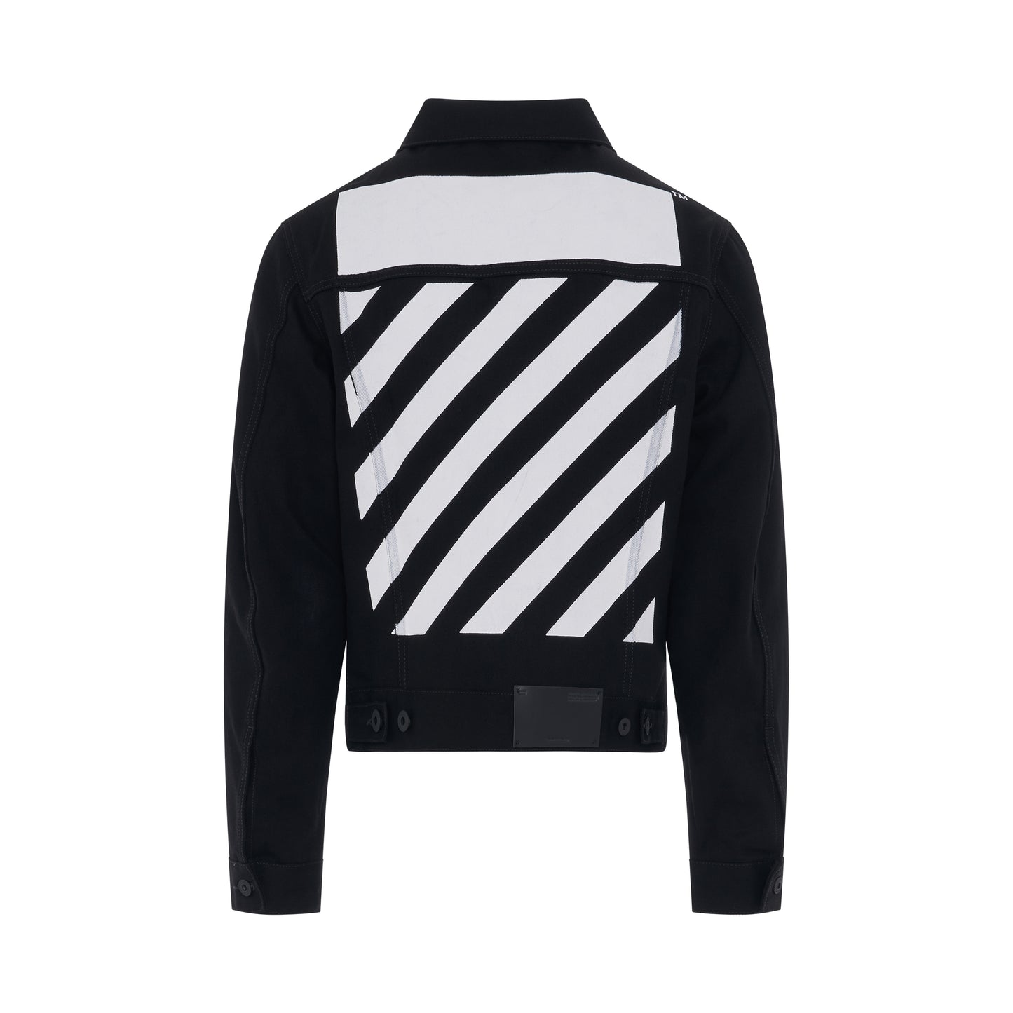 Diagonal Tab Slim Fit Denim Jacket in Black/White