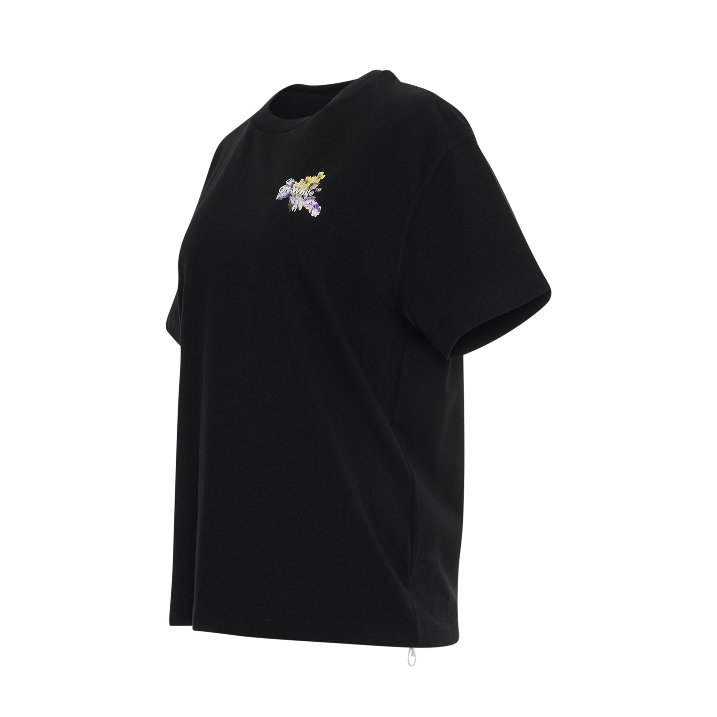 Embroidered Flower Arrow Casual T-Shirt in Black/Multicolour