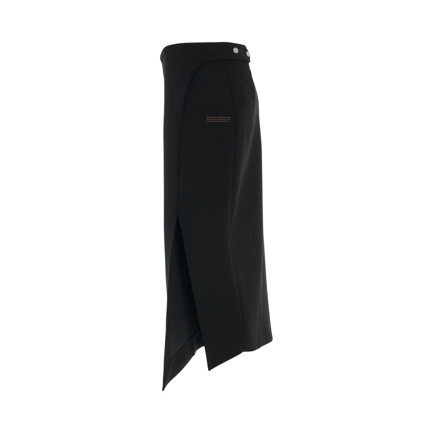 Light Wool Belt Midi Skirt in Black
