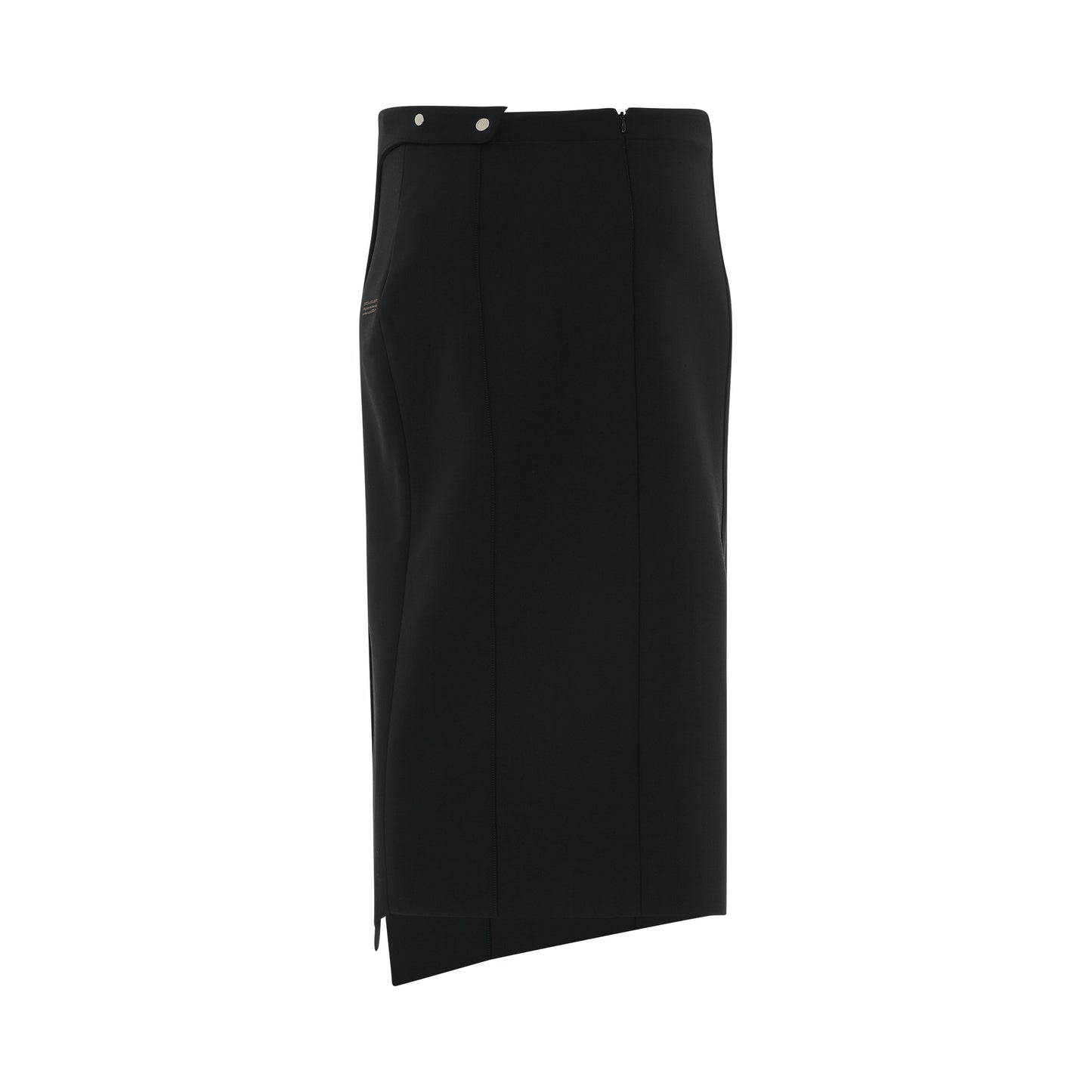 Light Wool Belt Midi Skirt in Black