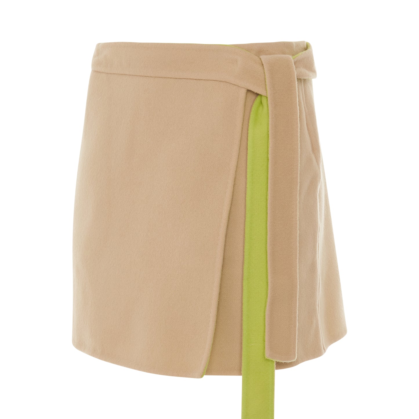 Double Wo Belt Mini Skirt in Camel/Yellow