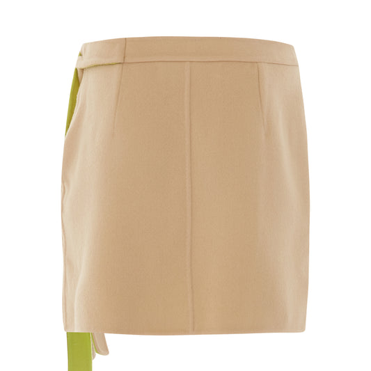 Double Wo Belt Mini Skirt in Camel/Yellow