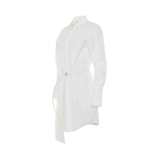 Corporate Plisse Shirt Dress in White/Black