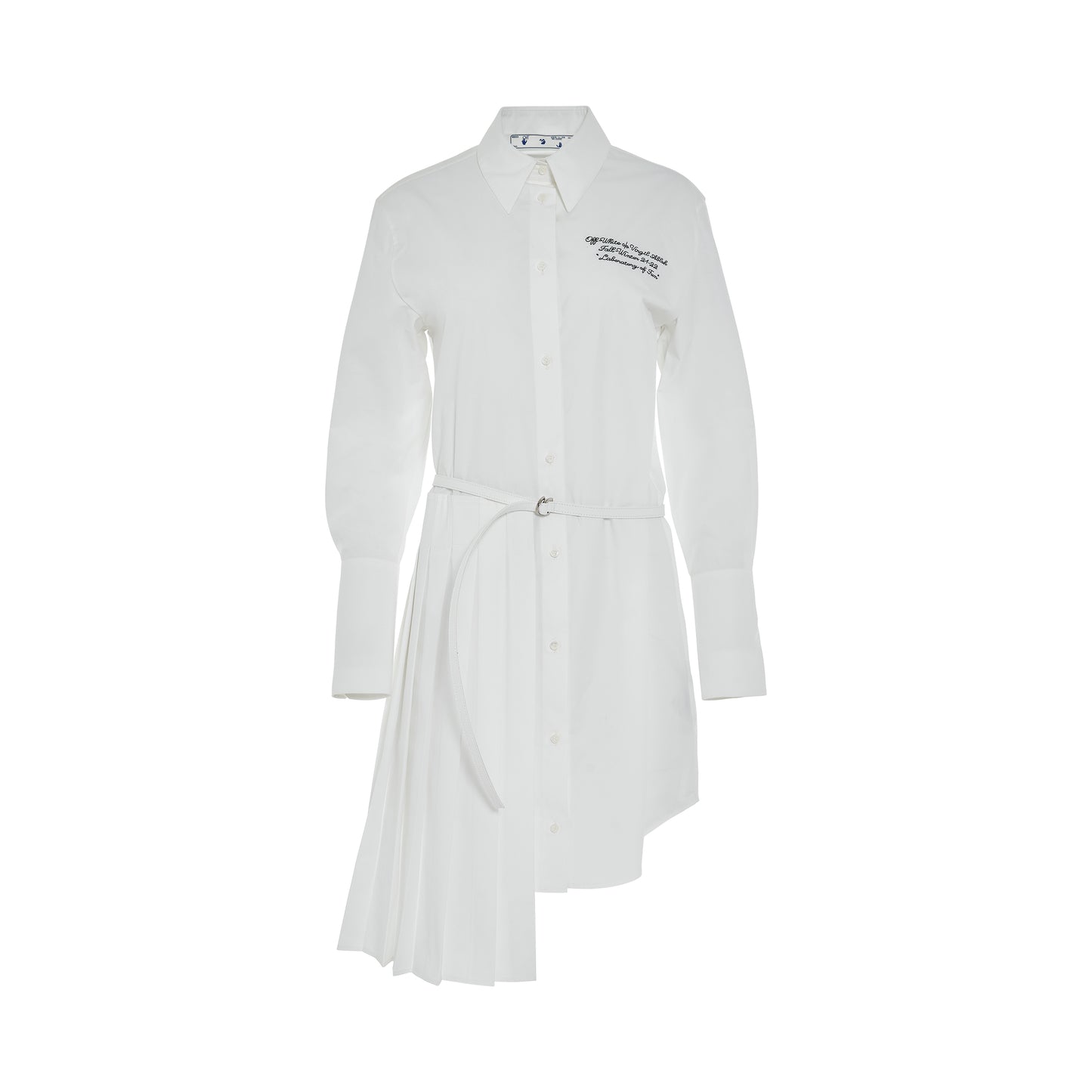 Popel Plisse Shirt Dress in White
