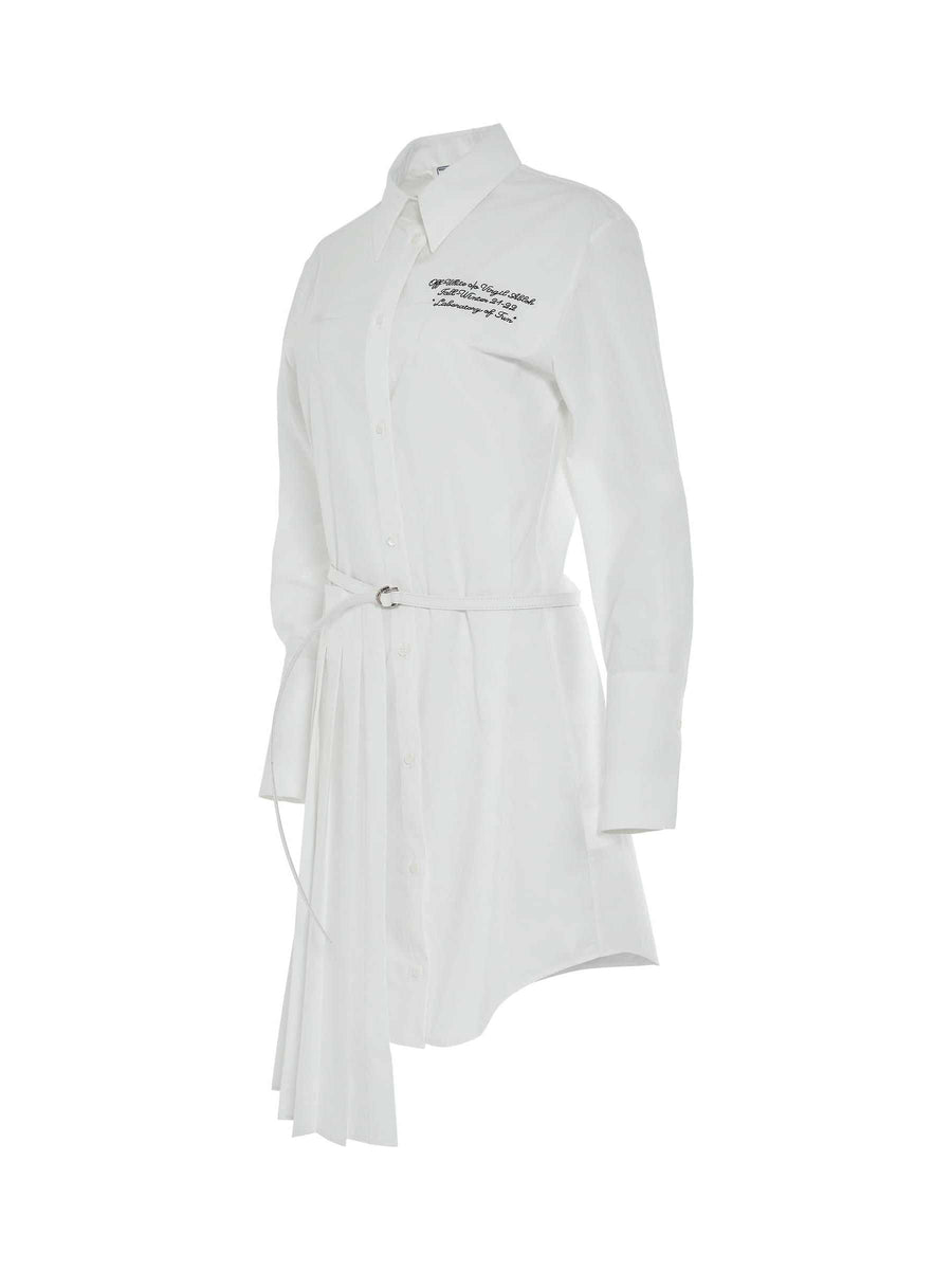 Popel Plisse Shirt Dress in White