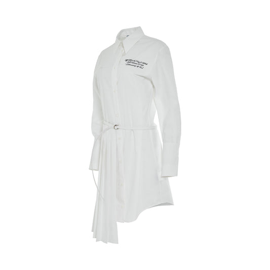 Popel Plisse Shirt Dress in White