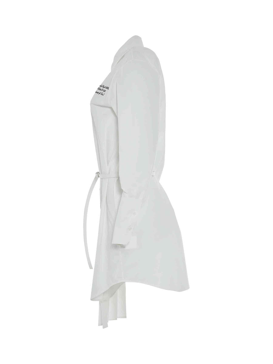 Popel Plisse Shirt Dress in White