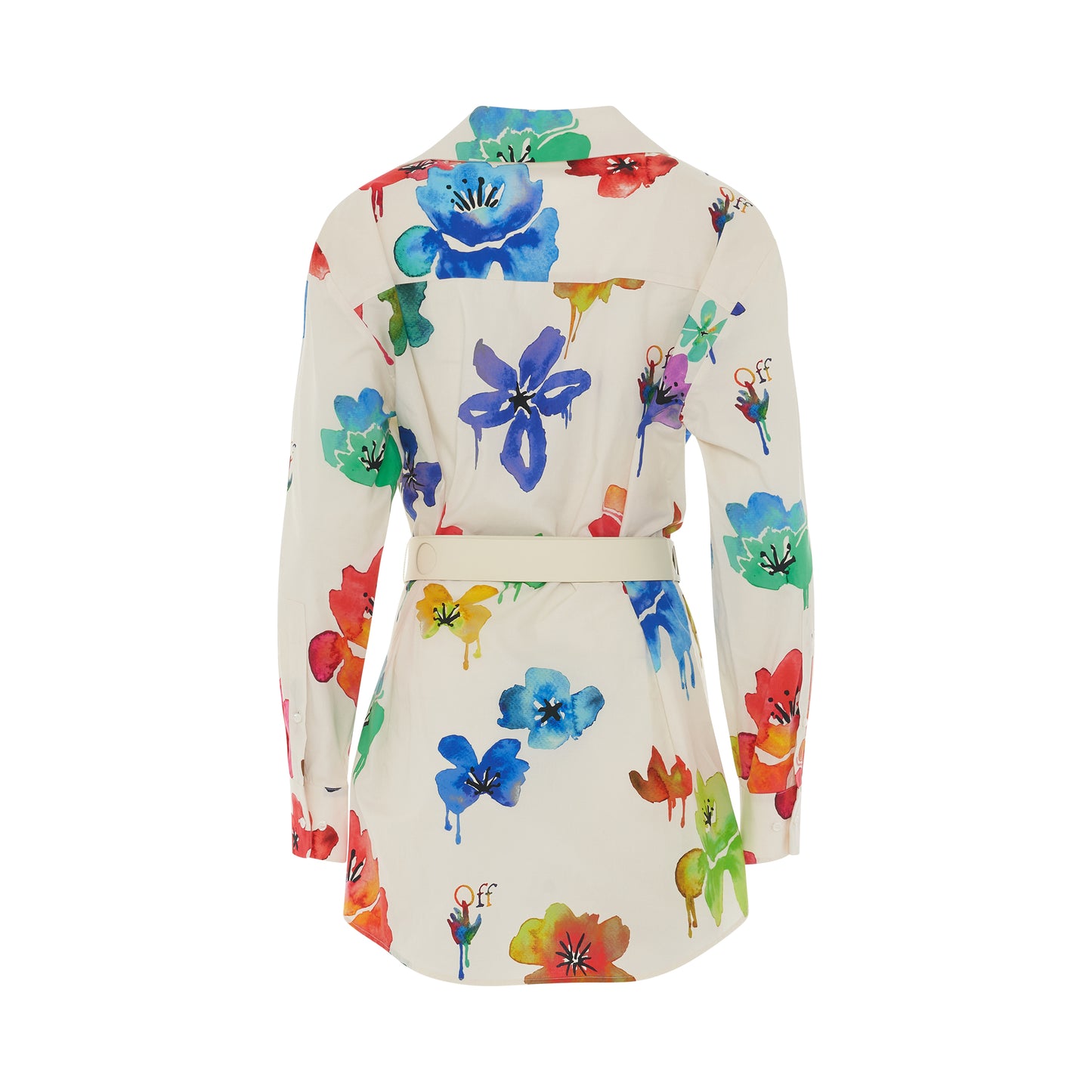 Floral Pop Belted Shirt in Sand/Multi