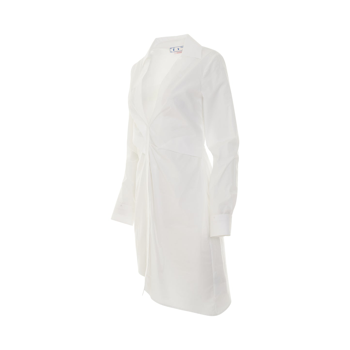 Popeline Draped Shirt Dress in White