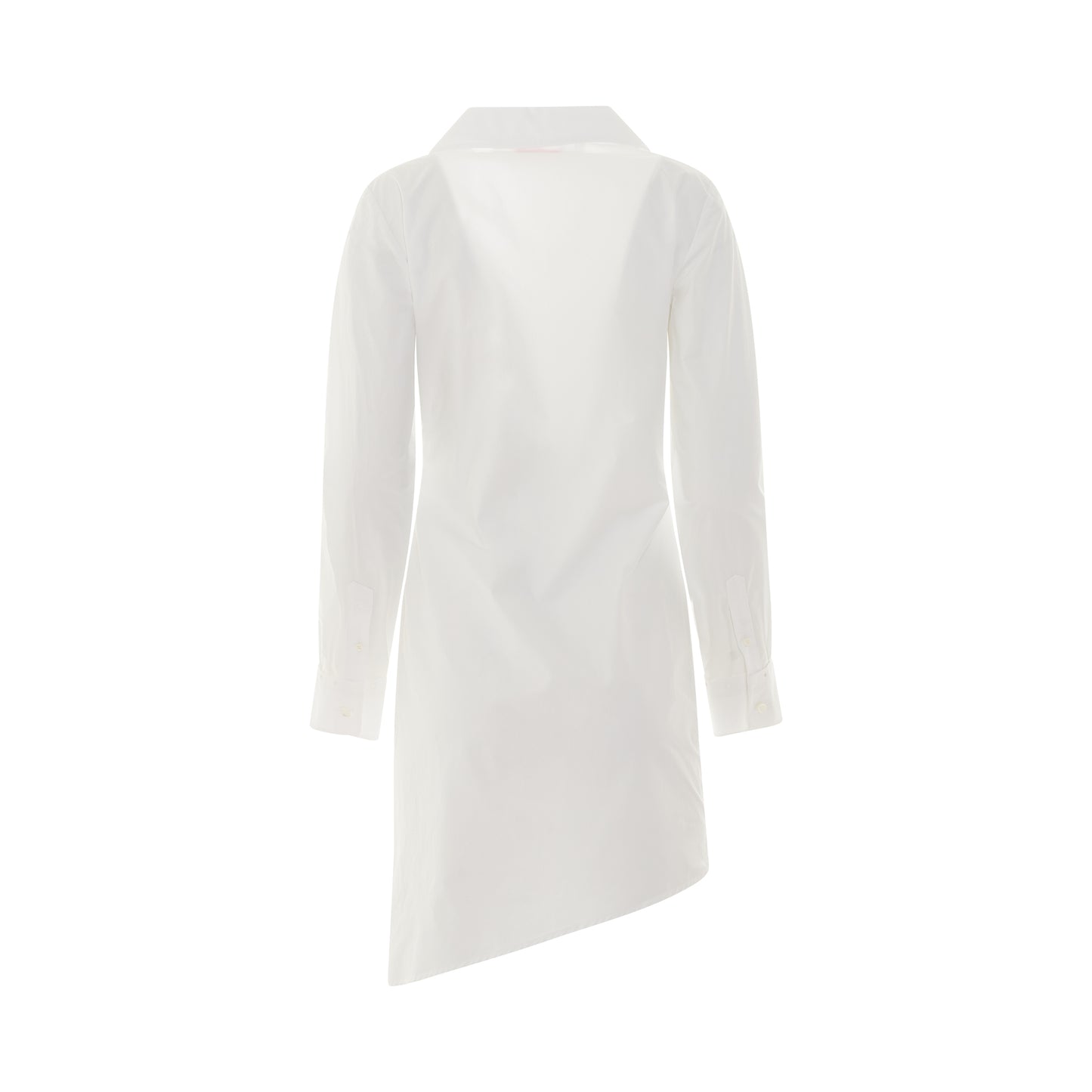 Popeline Draped Shirt Dress in White