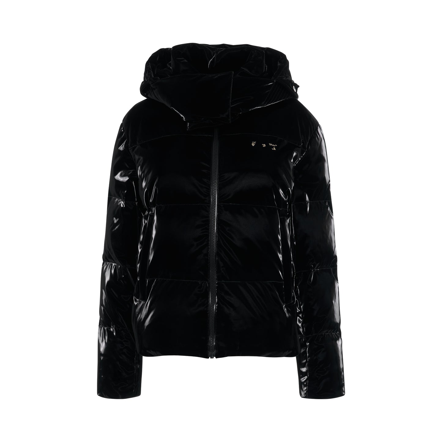 Velvet Nylon Regular Puffer Jacket in Black