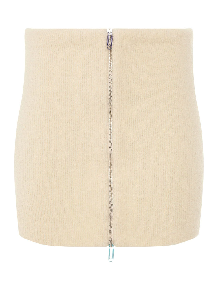 Micro Boucle Mini Skirt in White