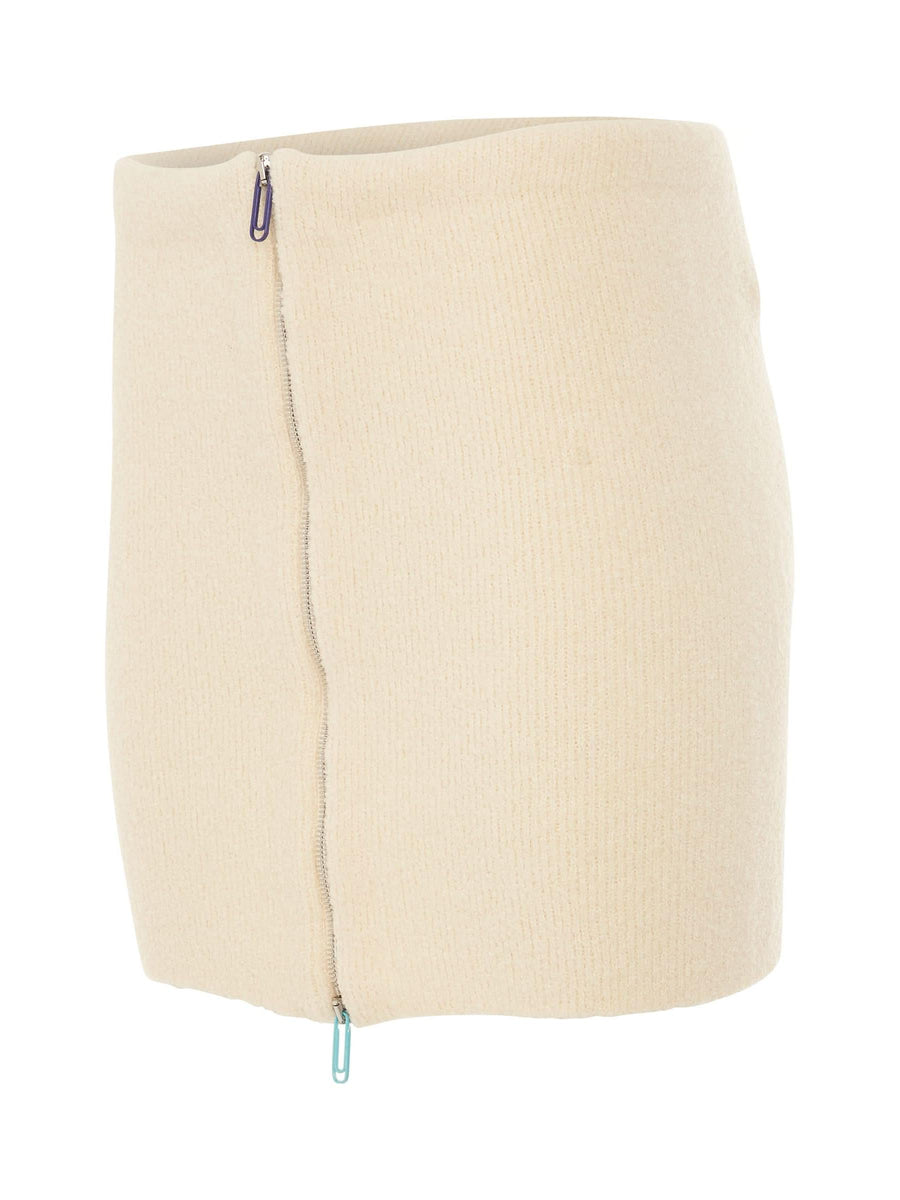 Micro Boucle Mini Skirt in White
