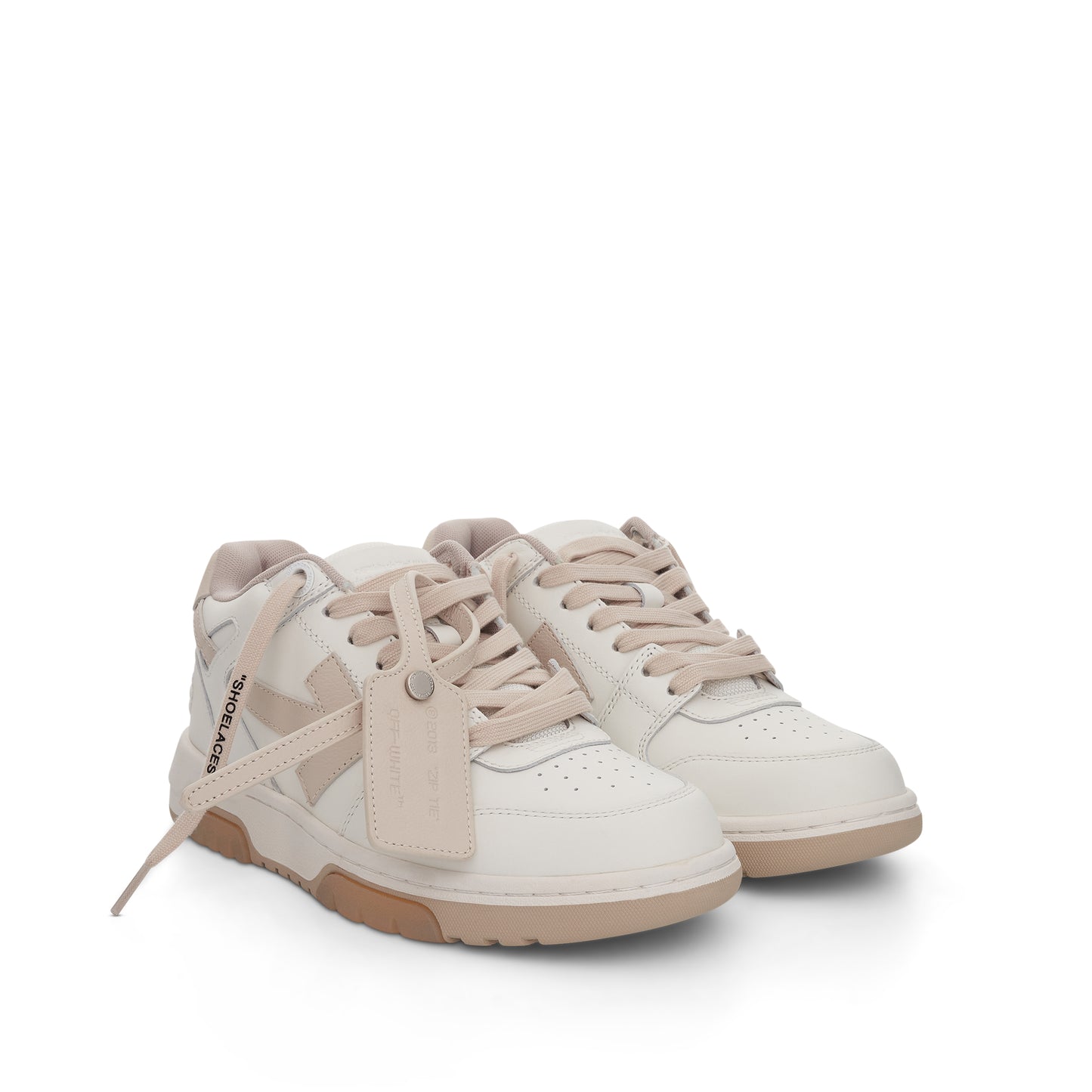 Out Of Office Leather Sneakers in White & Beige Colour