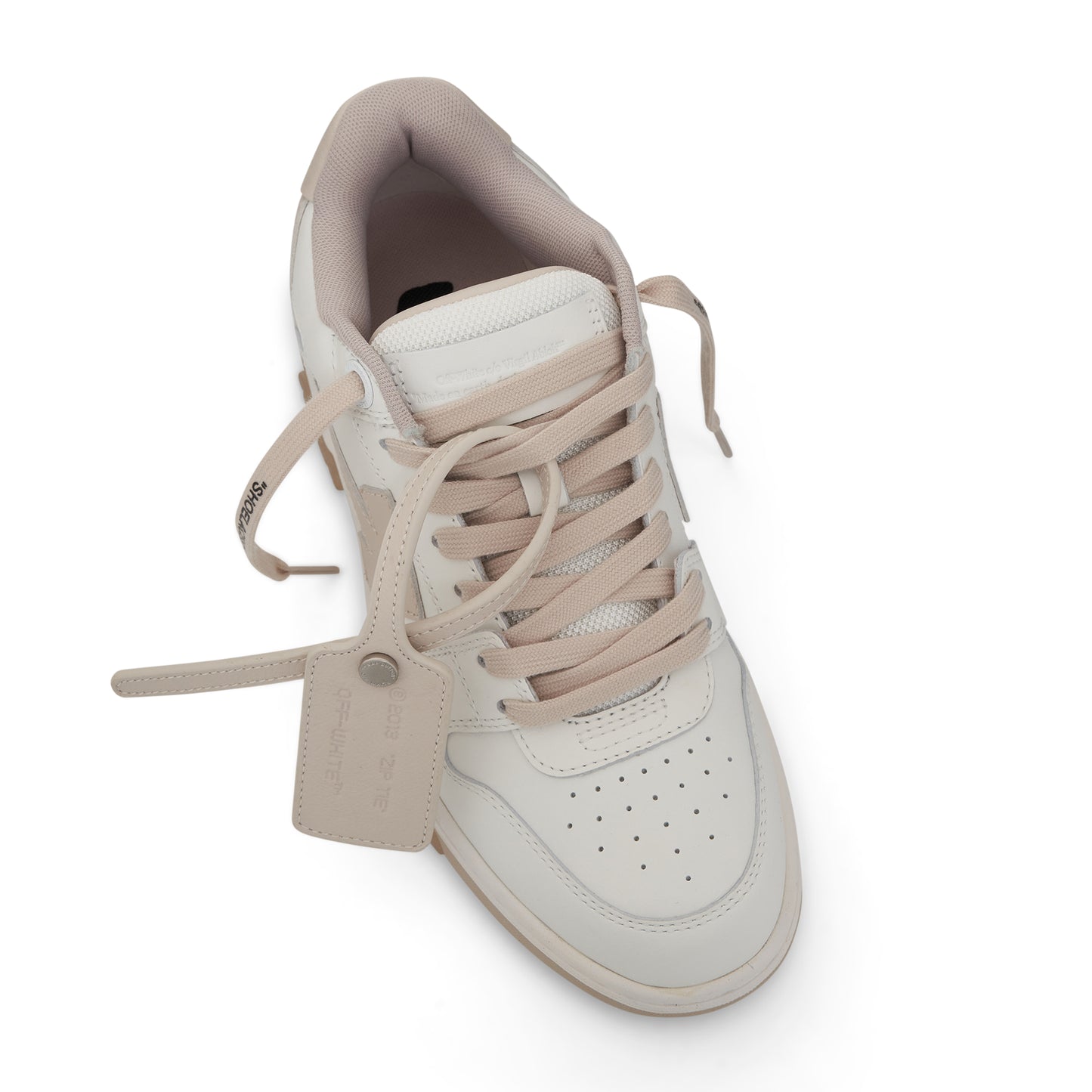 Out Of Office Leather Sneakers in White & Beige Colour