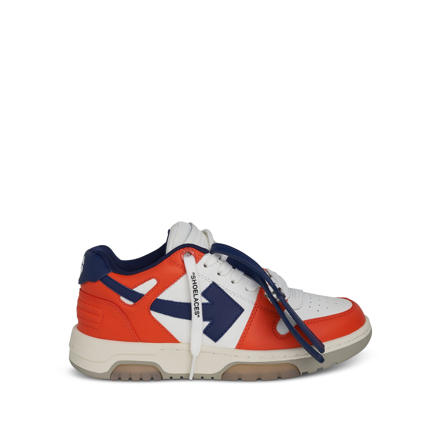 Out Of Office Calf Leather Sneakers in White/Orange