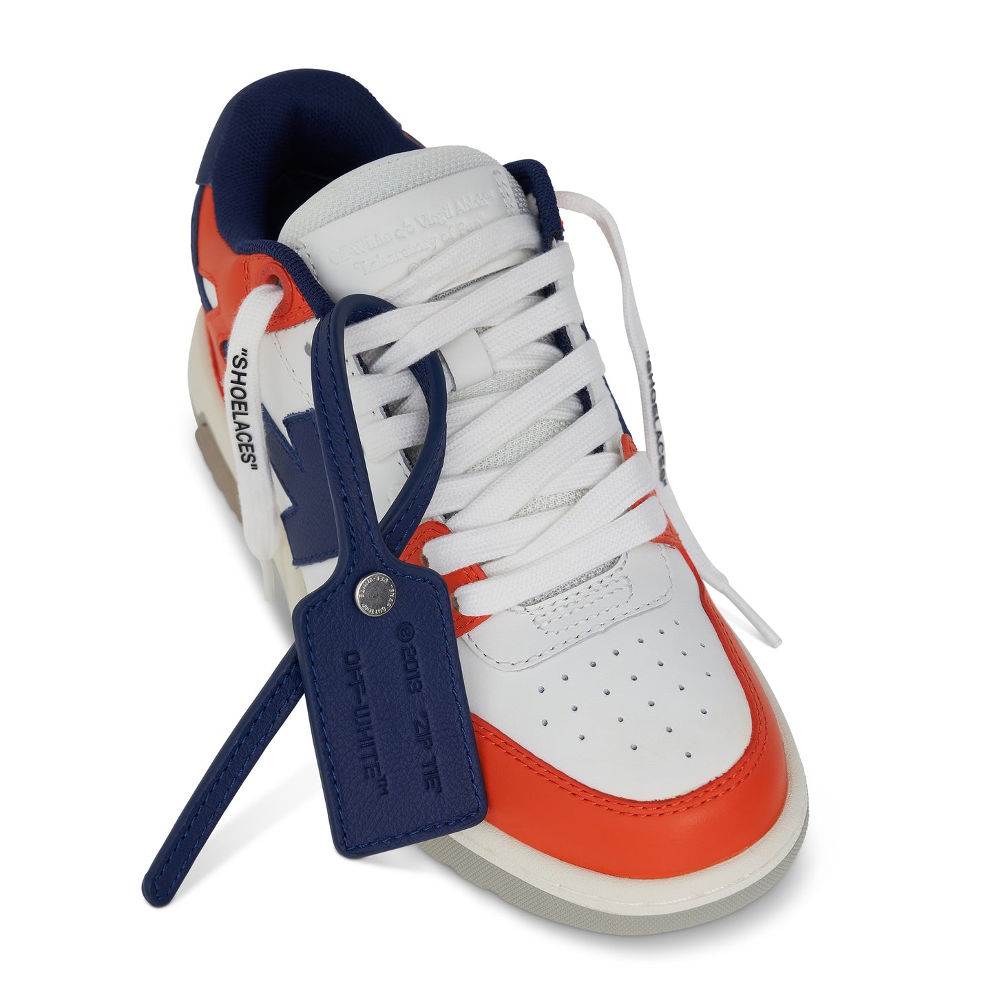 Out Of Office Calf Leather Sneakers in White/Orange