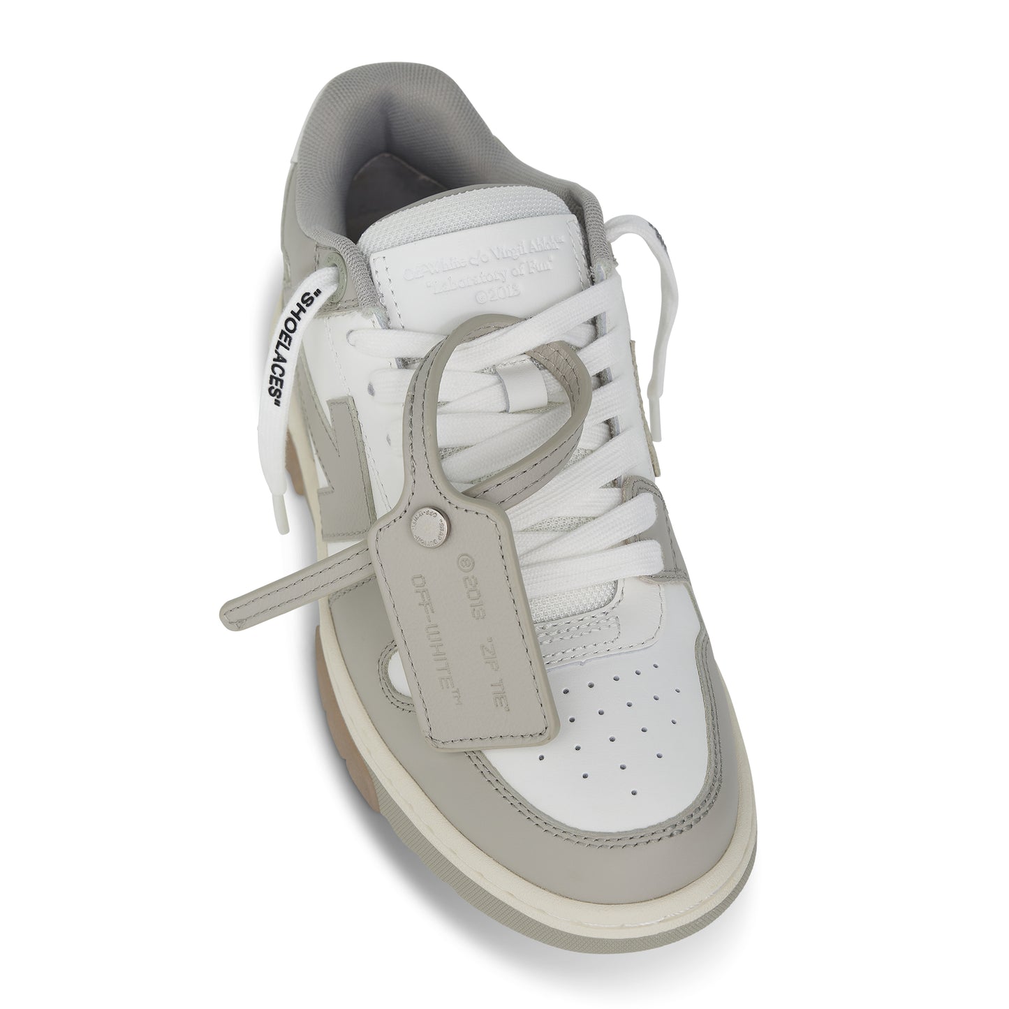 Out Of Office Calf Leather Sneakers in White/Dark Beige