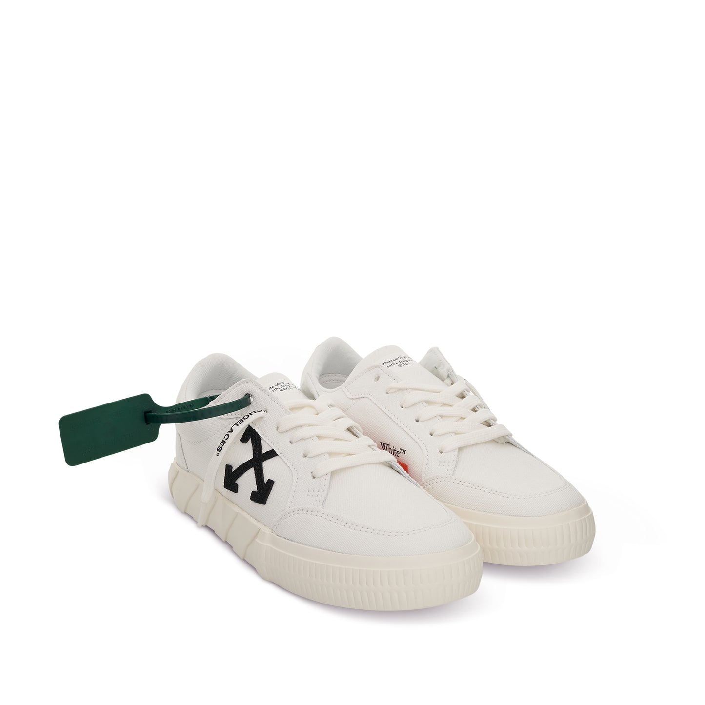 Low Vulcanized Canvas Sneakers in White & Black Colour