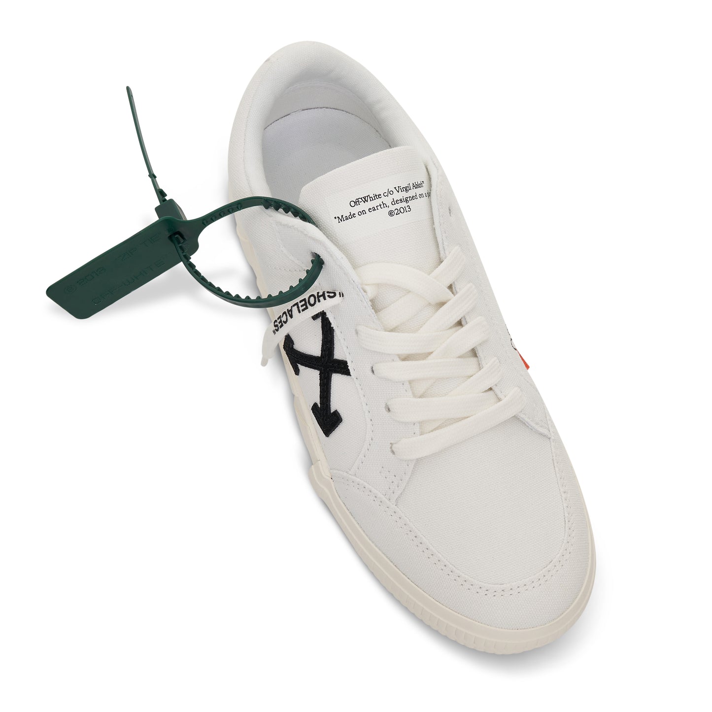 Low Vulcanized Canvas Sneakers in White & Black Colour
