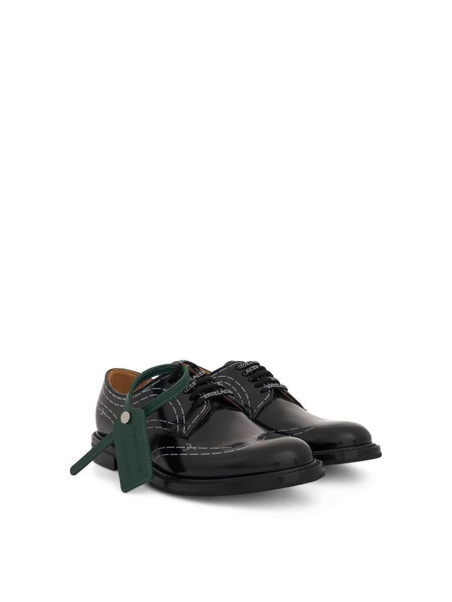 Off-White x Church's Shannon Shoe in Black/White Front View | OFF-WHITE