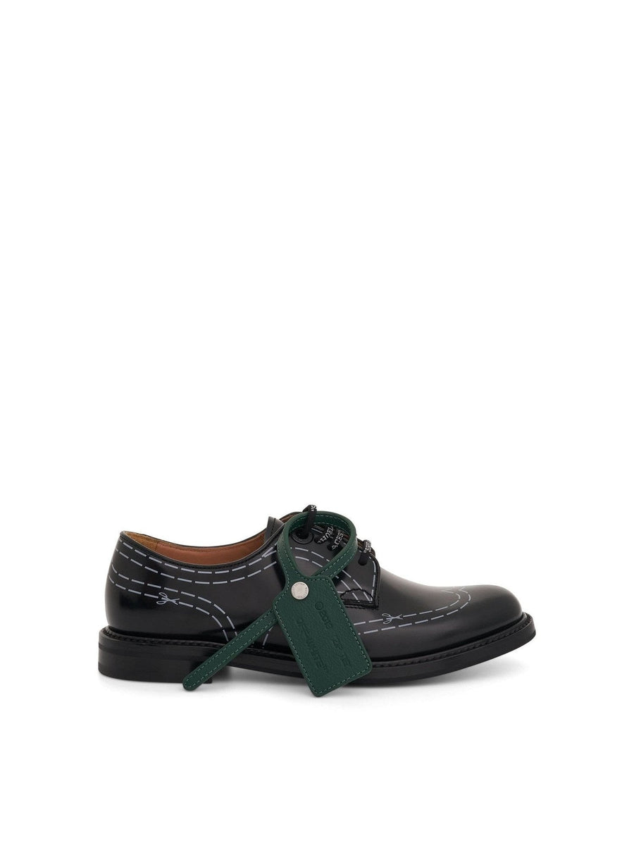 Off-White x Church's Shannon Shoe in Black/White Side View | OFF-WHITE