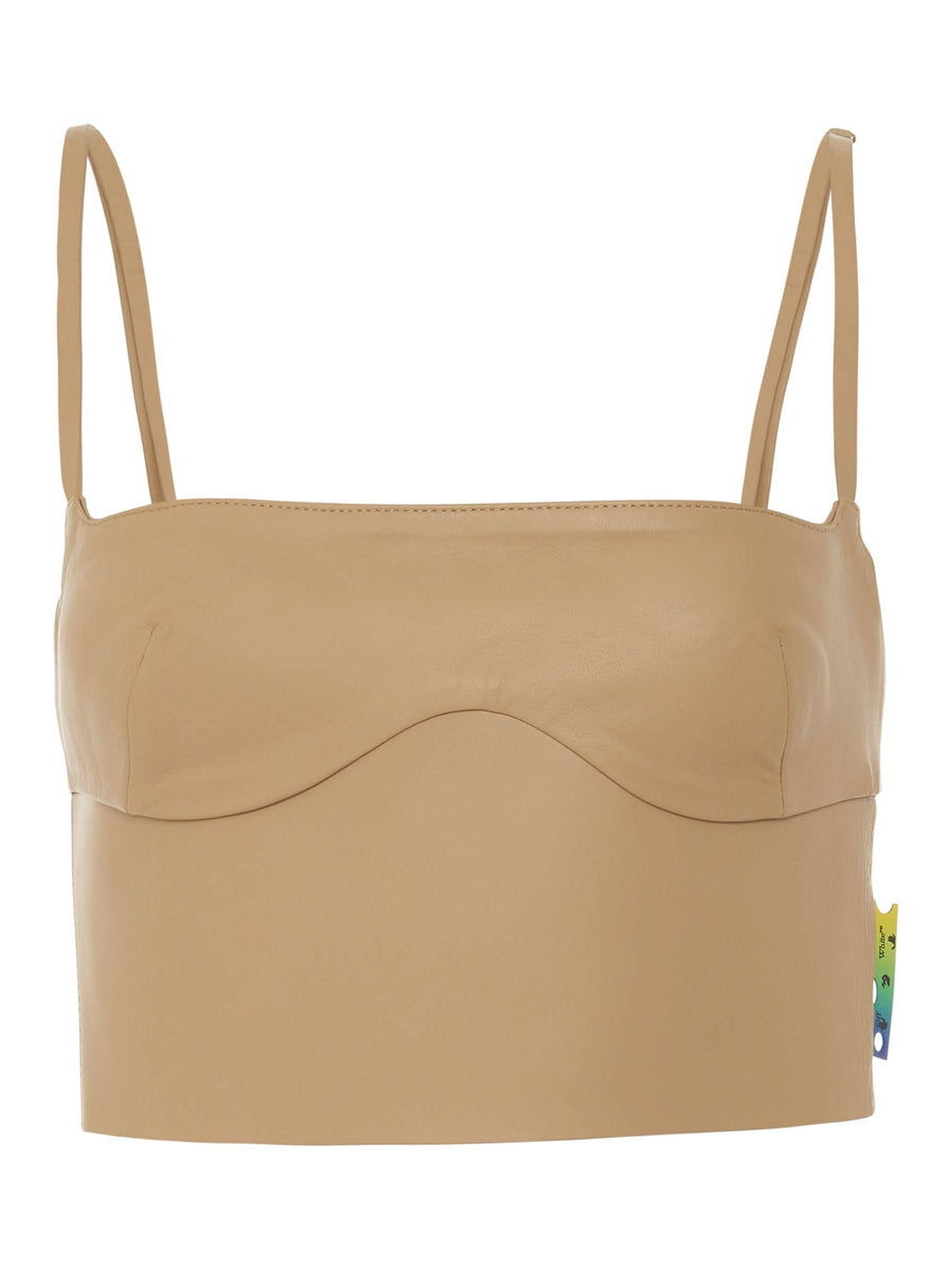 Leather Bustier in Camel