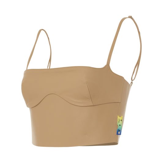 Leather Bustier in Camel