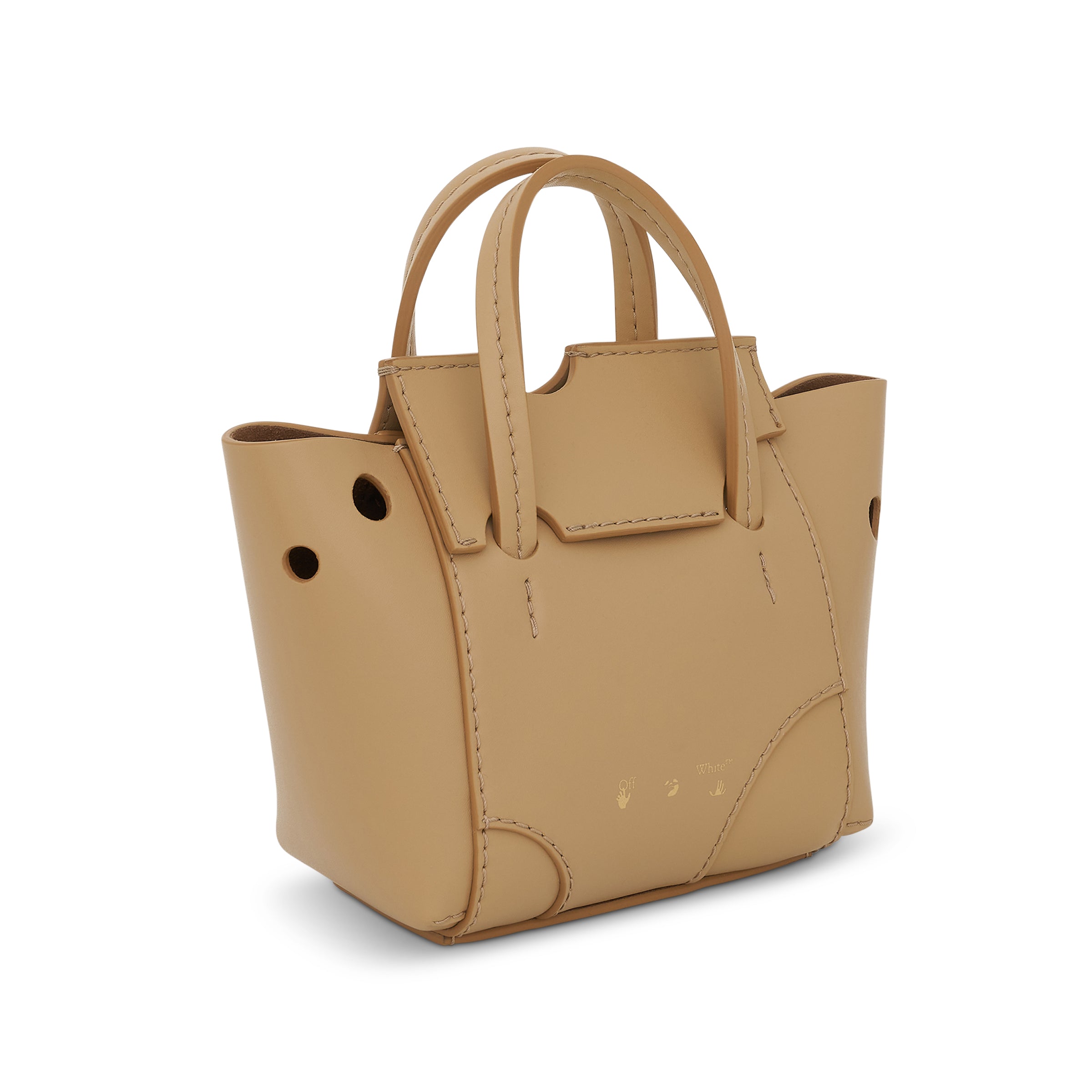 OFF-WHITE: Burrow Tote 16 bag in leather - Camel  Off-White handbag  OWNA178S22LEA001 online at