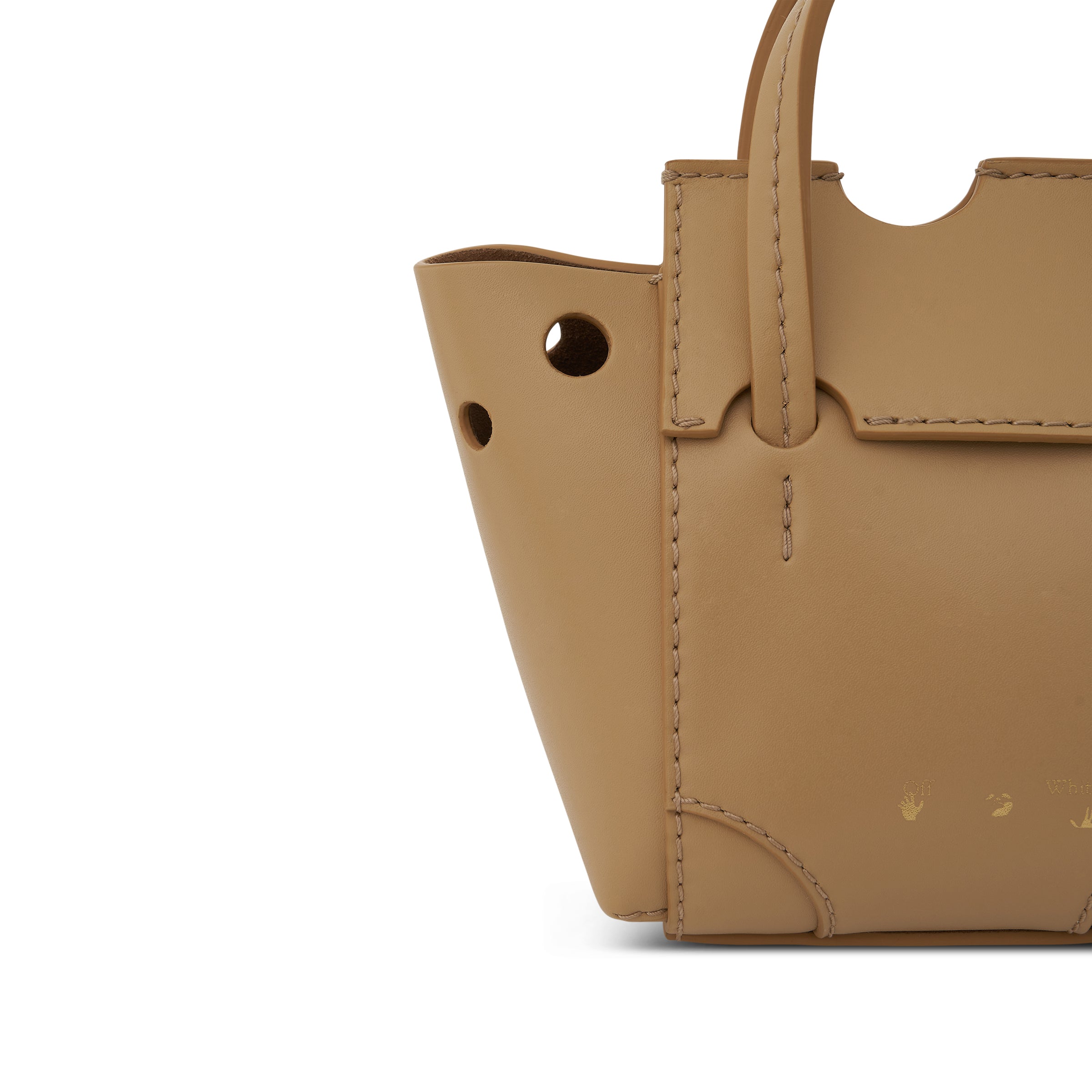 OFF-WHITE: Burrow Tote 16 bag in leather - Camel  Off-White handbag  OWNA178S22LEA001 online at