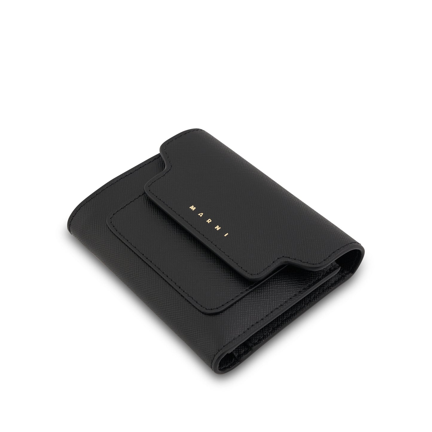 Logo Squared Flap Wallet in Black