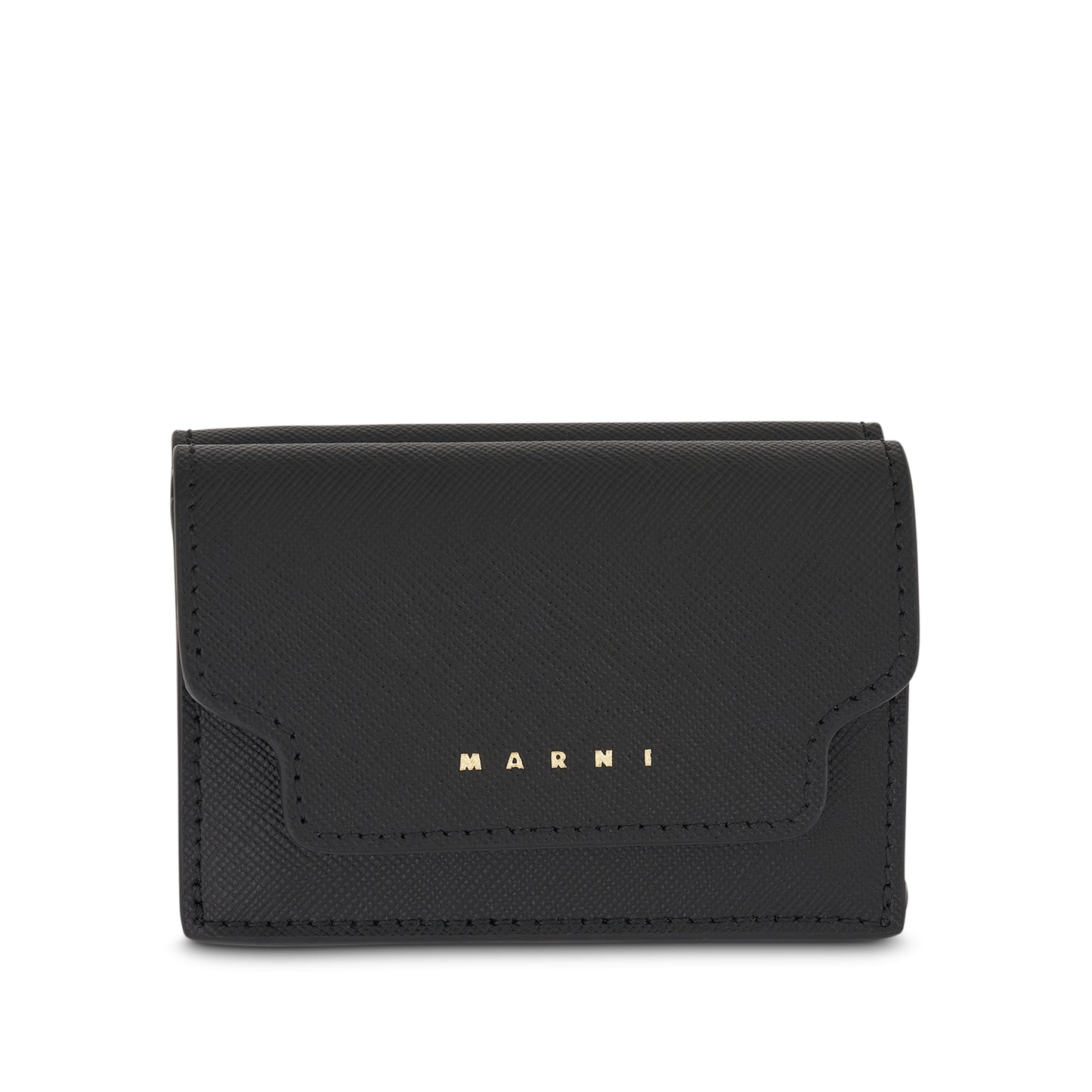 Trifold Saffiano Leather Wallet in Black